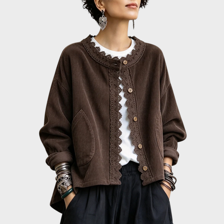 Belletta - Elegant Long Sleeve Jacket With Lace Trim