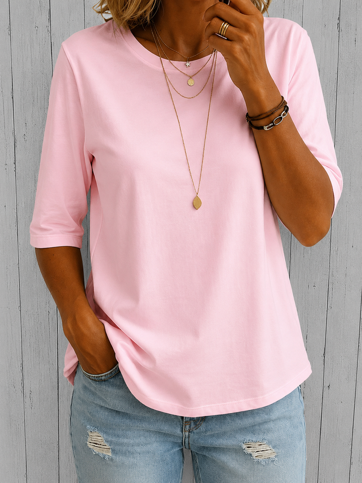 Alivea - Crew Neck Three Quarter Sleeve T-Shirt