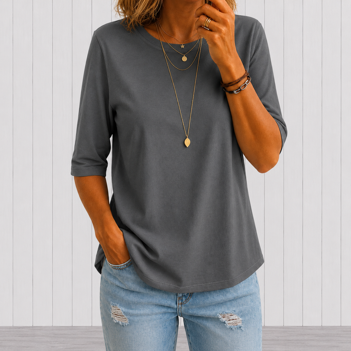 Alivea - Crew Neck Three Quarter Sleeve T-Shirt
