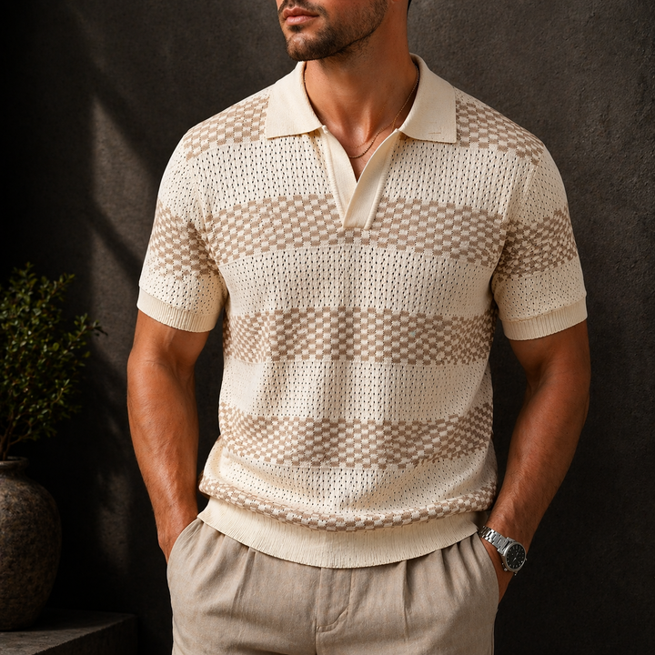 Leunard - Striped Knit Polo Shirt