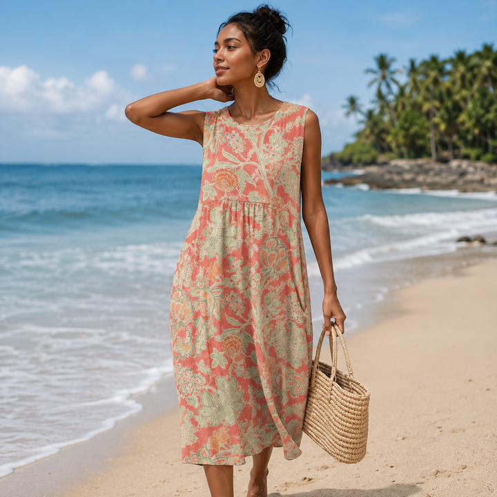 Kary - Sleeveless Summer Print Dress