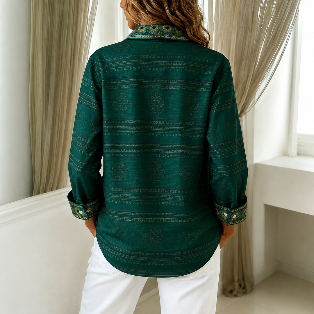 Sabrella - Peacock Feather Print Shirt