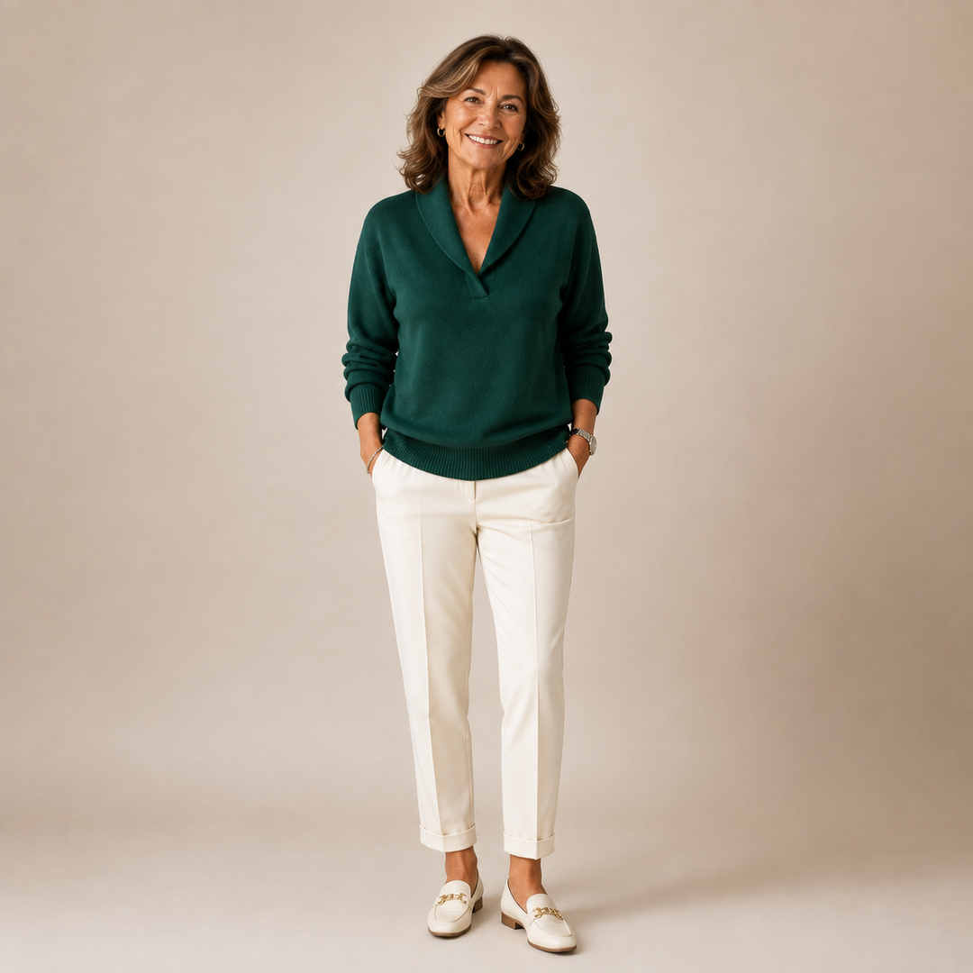 Prisuna - Long Sleeve V-Neck Sweater