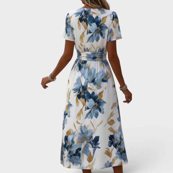 Elinza - Floral Midi Wrap Dress