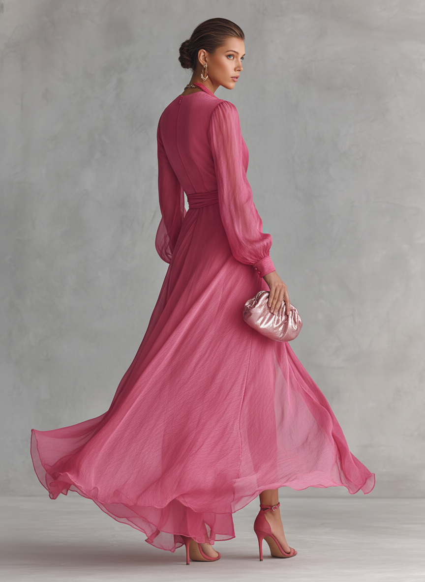 Jalesa - Chiffon Maxi Dress With Tie Waist