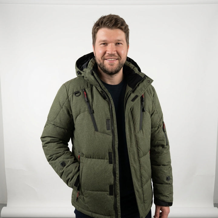 Peneolia - Puffer Jacket With Hood and Zippered Pockets