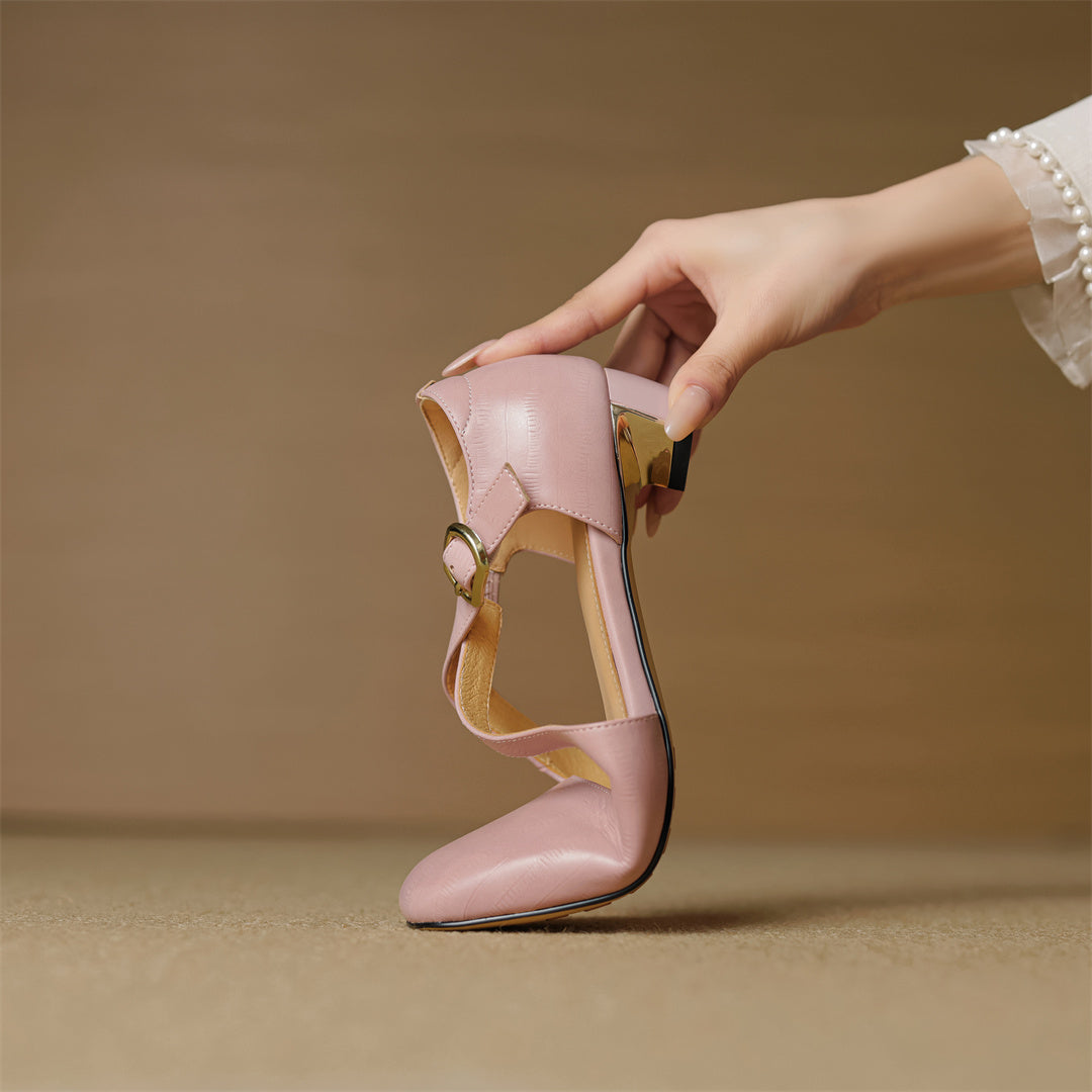 Malena - Leather Cross Strap Shoes