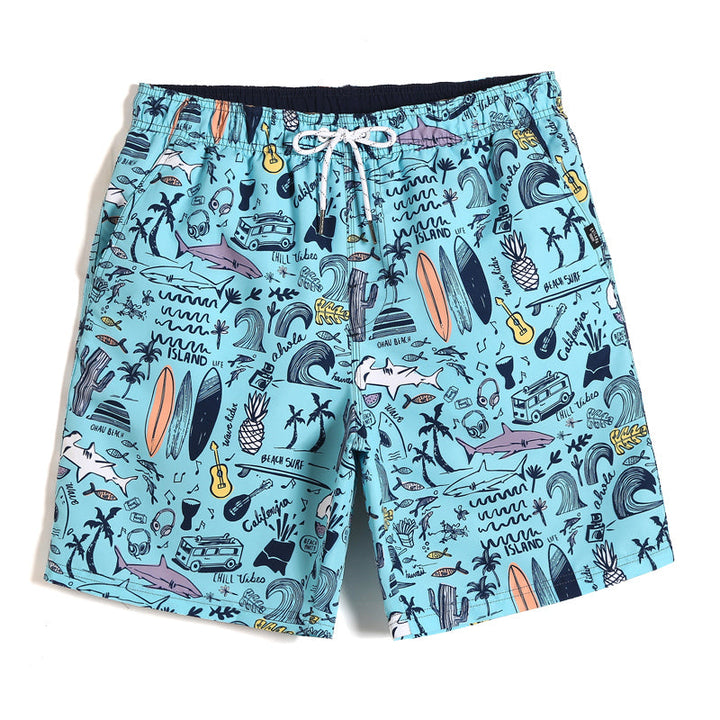 Tobey - Beach Shorts With Tropical Print