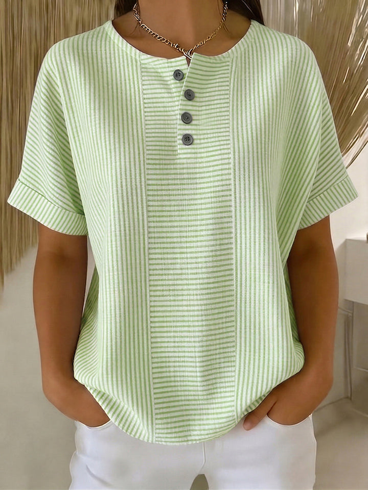 Ilenia - Elegant Striped Button Up Top