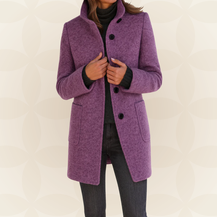 Sylvis - High Collar Longline Button-Up Coat with Pockets