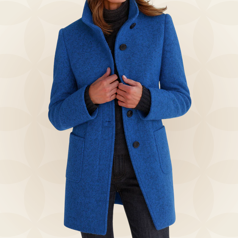 Sylvis - High Collar Longline Button-Up Coat with Pockets