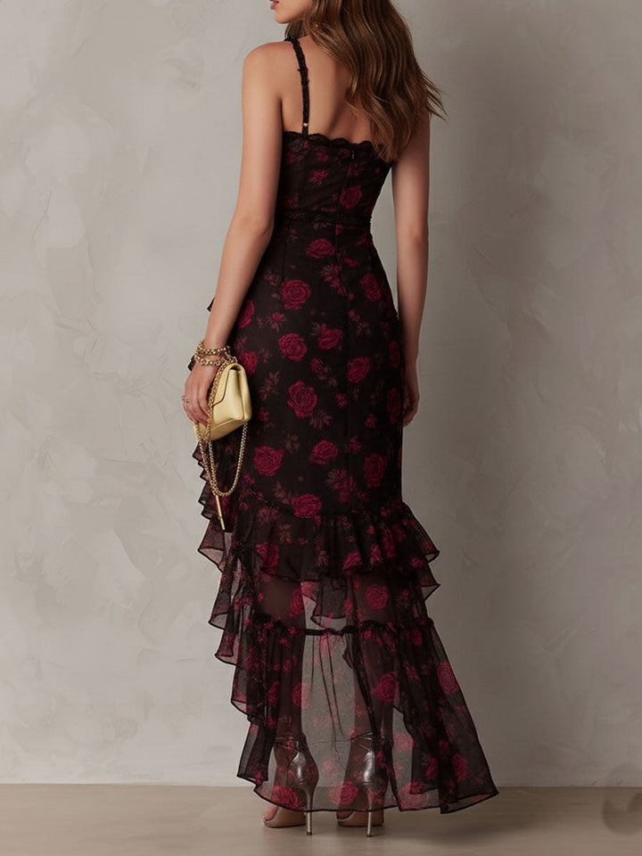 Deyna - Elegant Floral Dress With a Gathered Hem