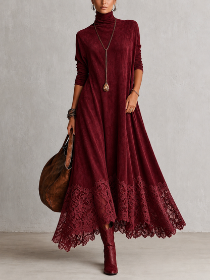 Opheuta - Long Sleeve Maxi Dress With Vintage Style
