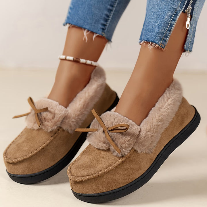 Avelena - Cozy Plush Slipper With Bow