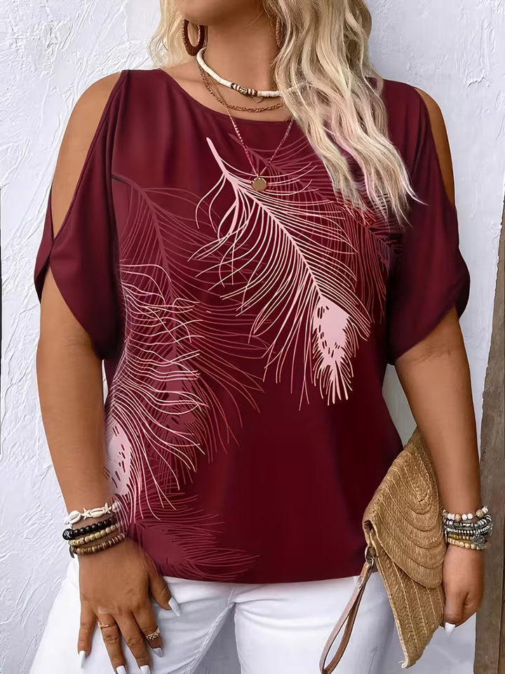 Liris - Off-Shoulder Tie-Back Print Top
