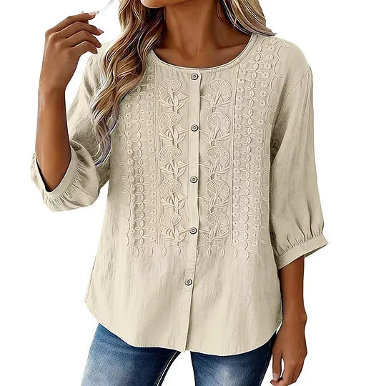 Andreza - Cotton Blouse With Button