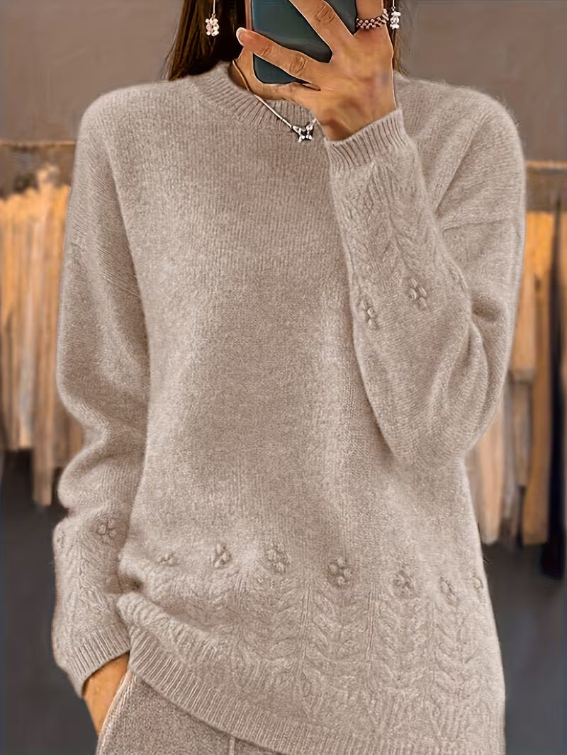 Calavicia - Floral Knit Crewneck Sweater