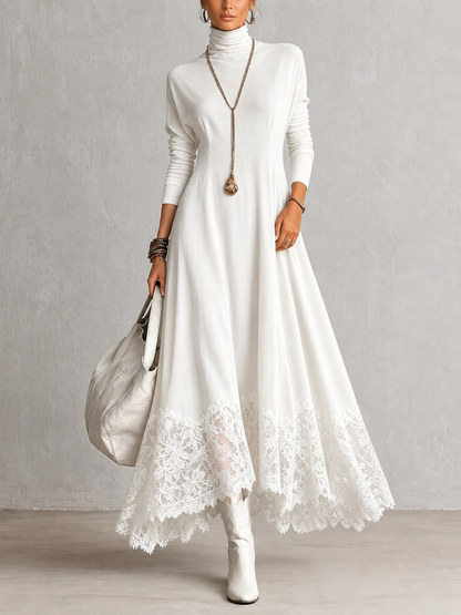 Opheuta - Long Sleeve Maxi Dress With Vintage Style