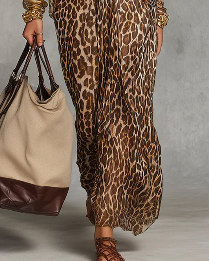 Ayrana - Leopard Print Twist Front Maxi Dress
