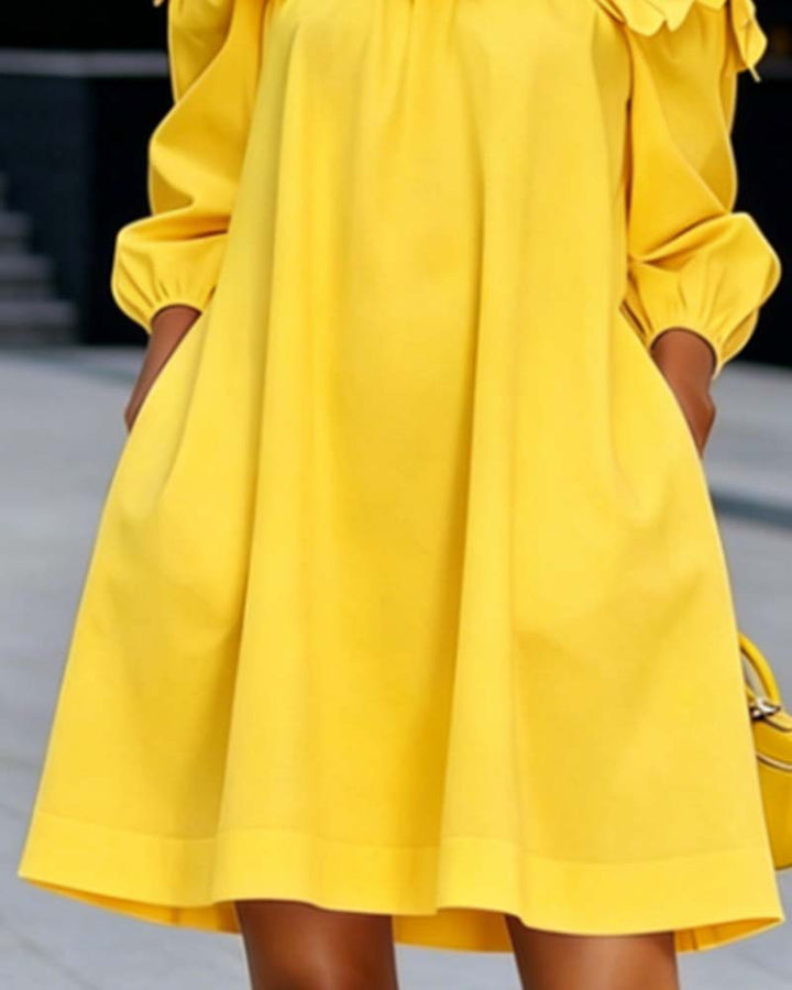 Loania - Floral Accent Off-Shoulder Dress