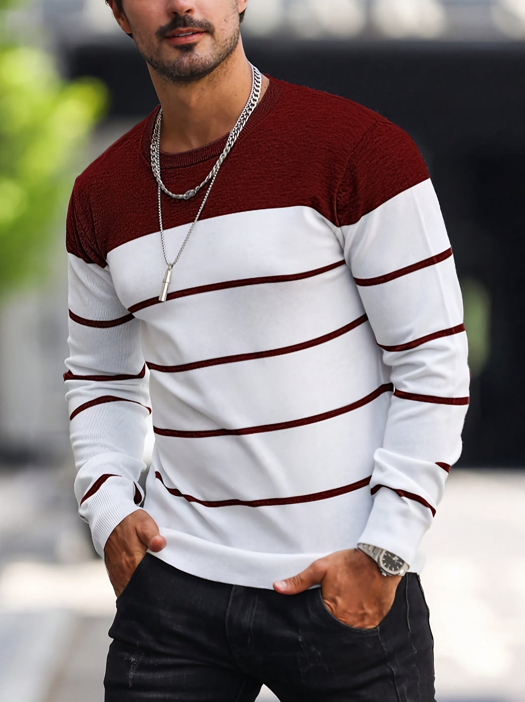 Valinat - Casual Striped Sweater With Long Sleeve