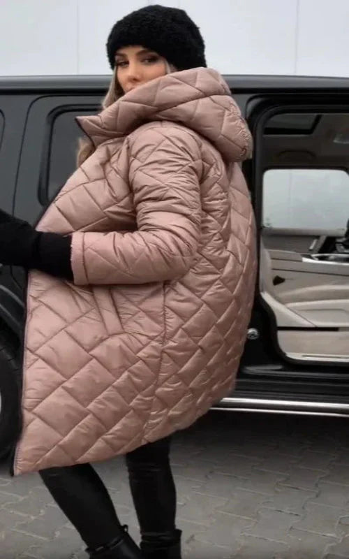 Nivelle - Long Hooded Zip-Up Quilted Coat