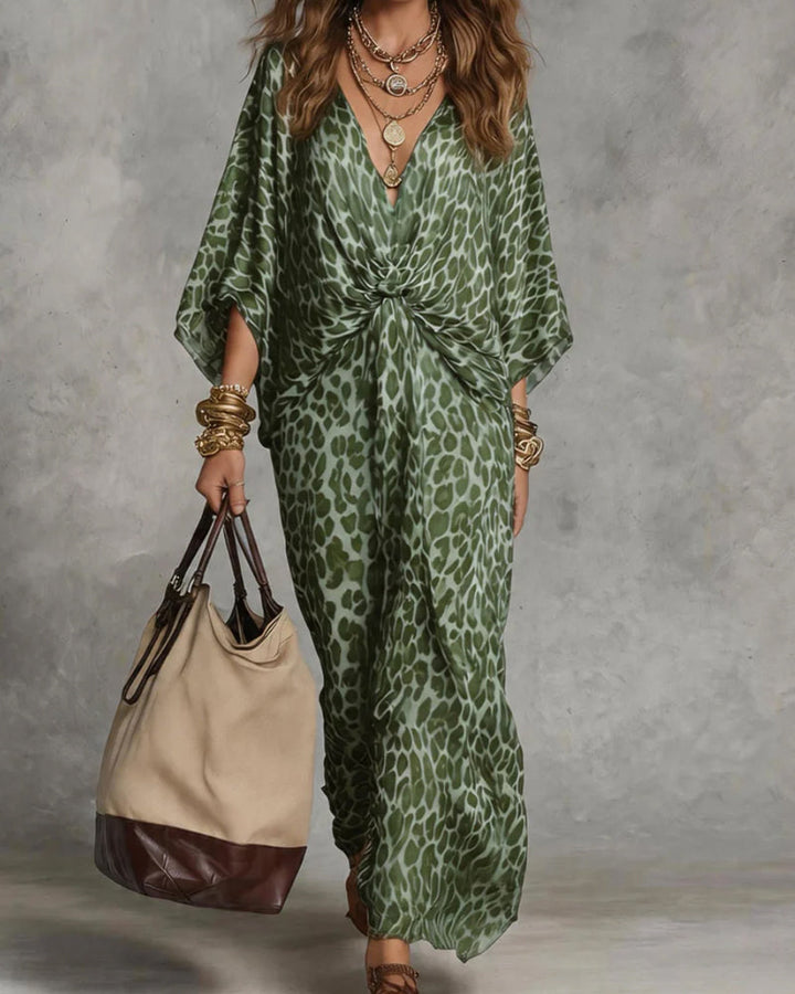 Maelenna - Leopard Print Twist Front Maxi Dress
