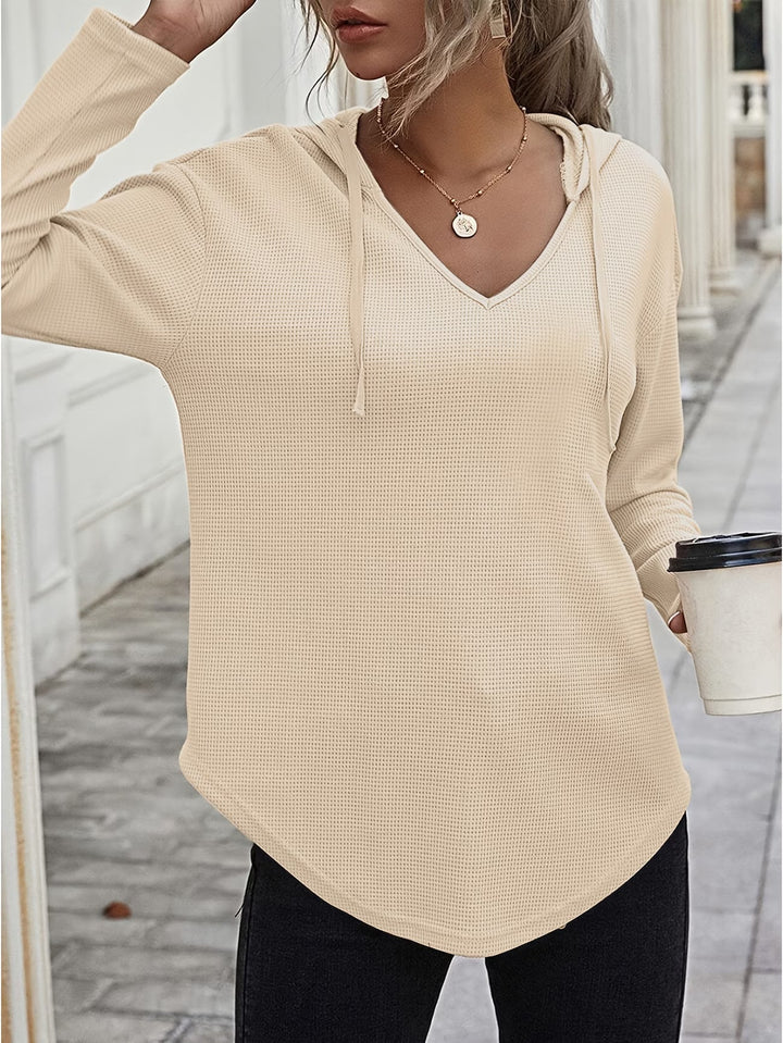 Laurette - Long Sleeve V Neck Hoodie