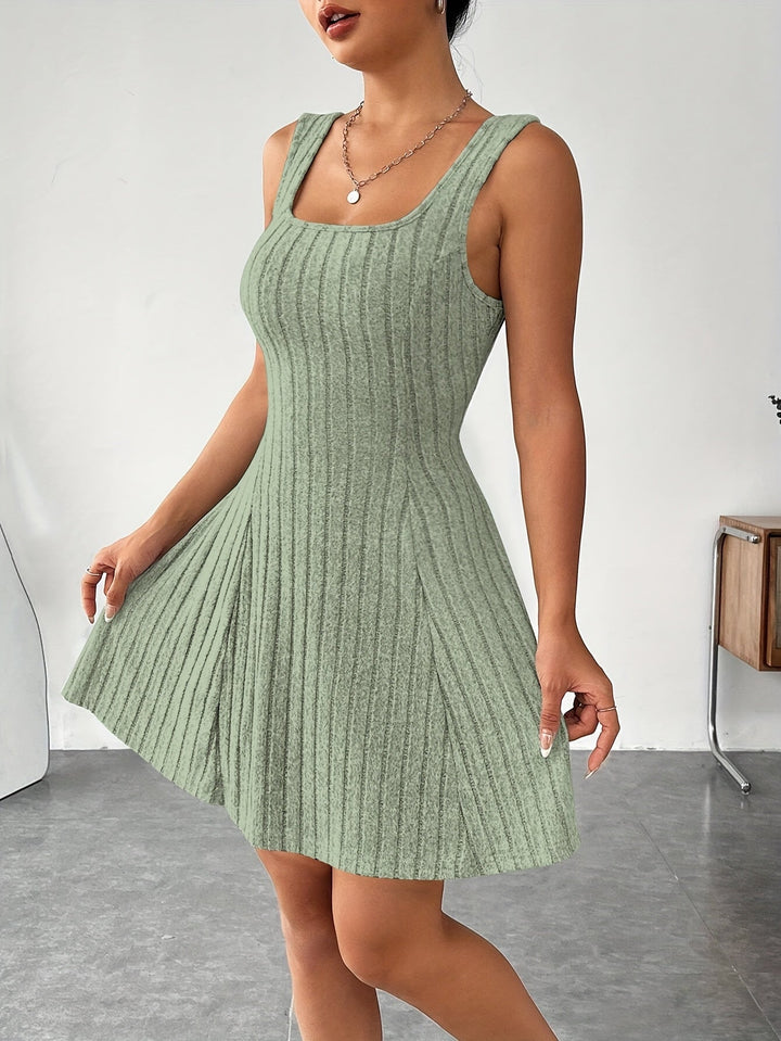 Geneeniya - Ribbed Mini Dress With Cropped Hooded Top