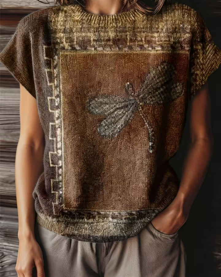 Dyniza - Knitted Sweater With Dragonfly Print