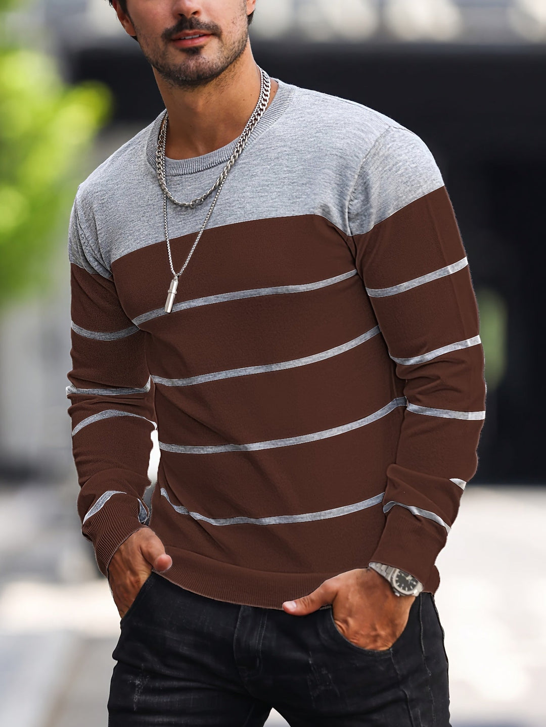 Valinat - Casual Striped Sweater With Long Sleeve