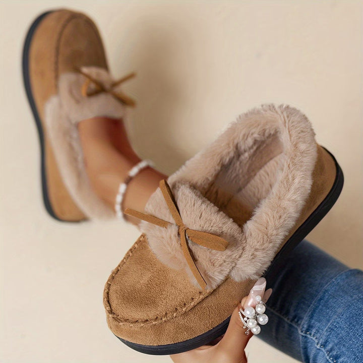 Avelena - Cozy Plush Slipper With Bow