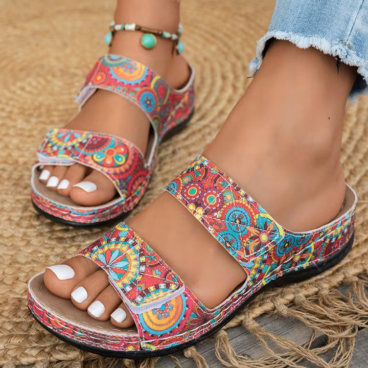 Dhifef - Summer Thick Heeled Printed Sandal