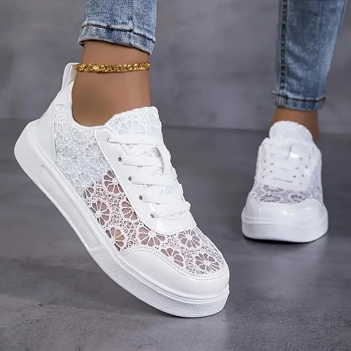 Liena - Floral Lace-Up Sneakers