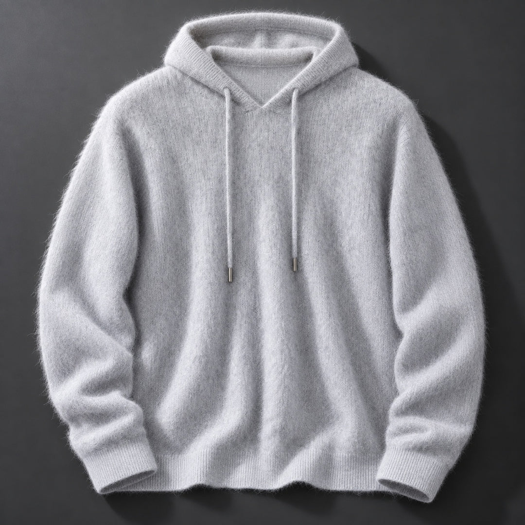 Leopmarek - Knitted Hoodie With Drawstring and Ribbed Cuffs