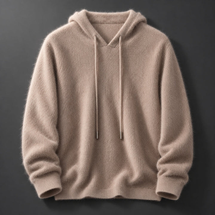 Leopmarek - Knitted Hoodie With Drawstring and Ribbed Cuffs