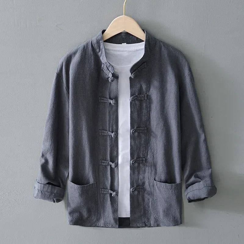 Ffinian - Cotton And Linen Mandarin Shirt