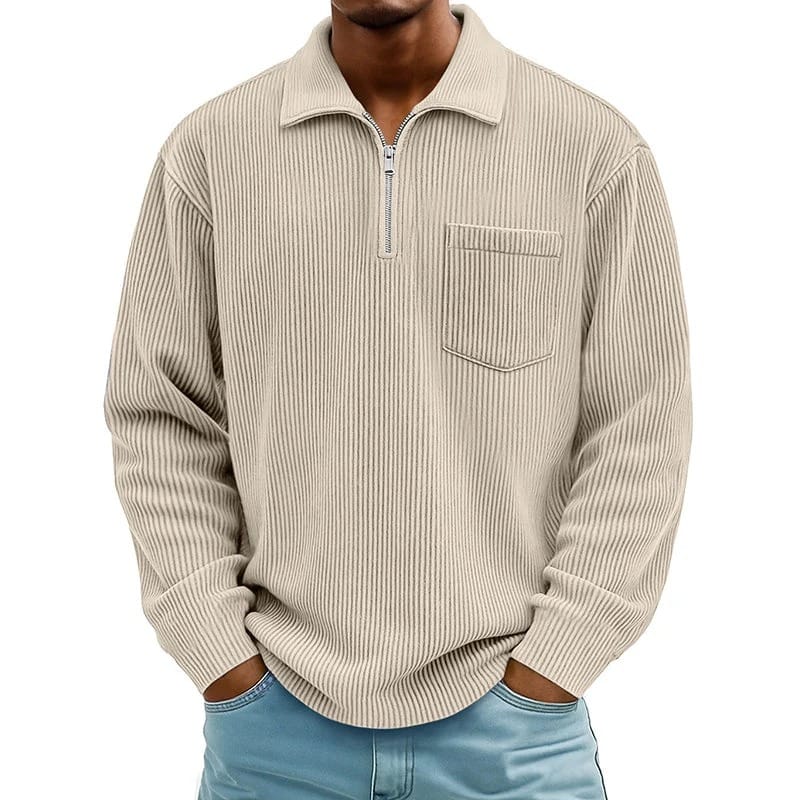 Runeelard - Sweater with Half Zip and Chest Pocket