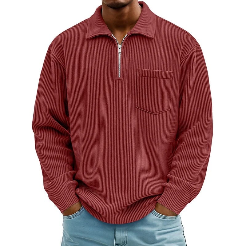 Runeelard - Sweater with Half Zip and Chest Pocket