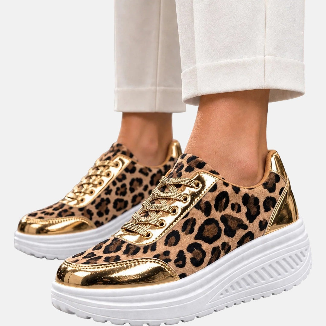 Zaraa - Leopard Print Wedge Sneaker