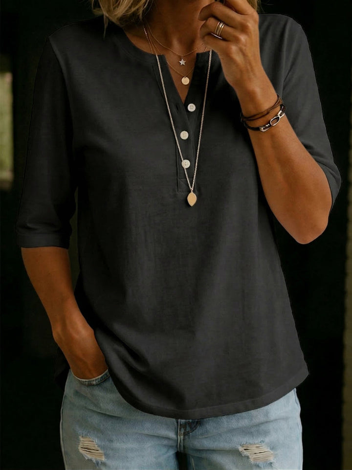 Hildah - Stylish Henley Top With Button