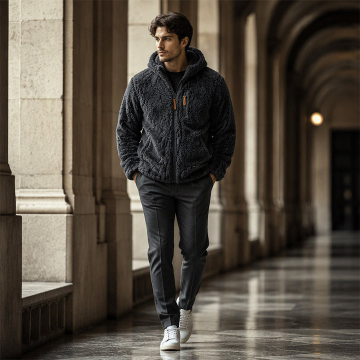 Apexwave - Hooded Fleece Jacket With Zip-Up Front