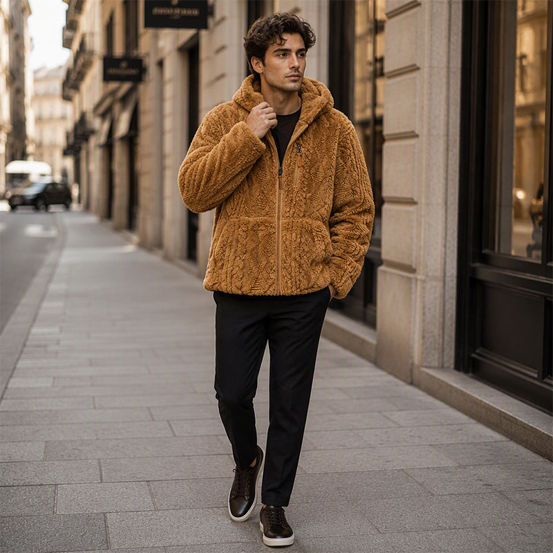 Apexwave - Hooded Fleece Jacket With Zip-Up Front