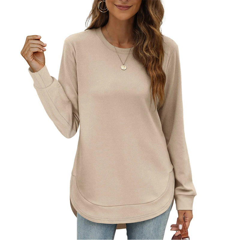 Paloine - Crew Neck Sweatshirt With Curved Hem