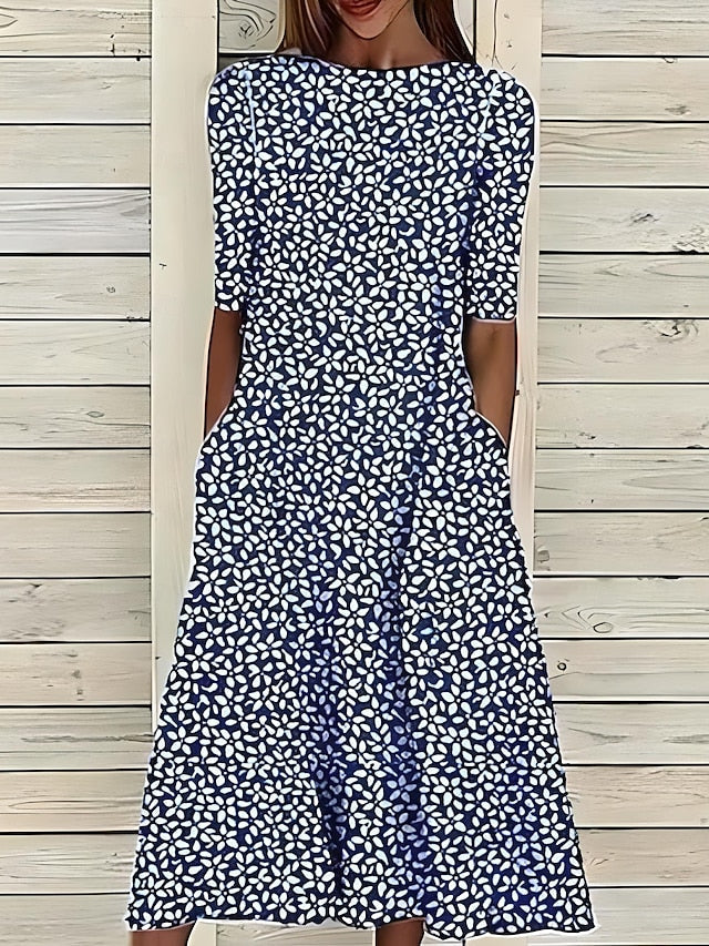 Kwanza - Flowy Midi Dress With Floral Print